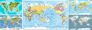 مجموعه 5 وکتور نقشه جهان برای نرم افزار Adobe Illustrator