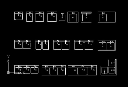 فایل اتوکد آبجکت انواع سینک ظرفشویی آشپزخانه (سری دوم)