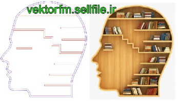 طرح برش قفسه کتاب -وکتور قفسه کتاب-طرح سر انسان-قفسه کتاب دکوری-فایل کورل