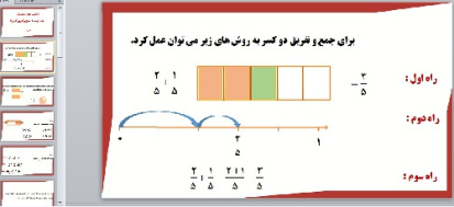 پاورپوینت درس جمع و تفریق کسرها ریاضی چهارم دبستان