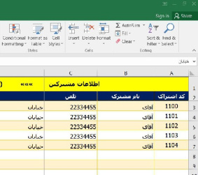 نمونه فایل اکسل تاکسی سرویس