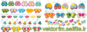 وکتور ابزار طراحی کودکانه-وکتور پروانه-وکتور پروانه کارتونی-فایل کورل