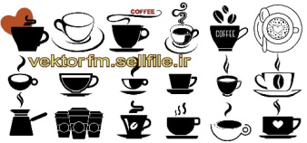 وکتور قهوه-فنجان قهوه-وکتور فنجان چای-وکتور فنجان-طرح قهوه خانه-وکتور قهوه جوش-فایل کورل