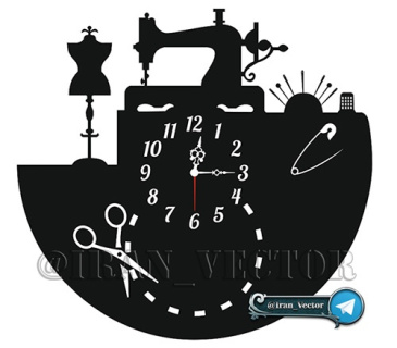 دانلود الگوی برش ساعت مرتبط با مشاغل خیاطی و پوشاک - طرح وکتور - کد 1011