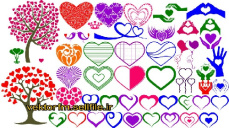 وکتور قلب-وکتور درخت-وکتور دست-وکتور بادکنک طرح قلب- ولن تاین-عاشقانه-عشق-طرح برش قلب-ابزار طراحی ولن تاین-بیش از 45 طرح-فایل کورل