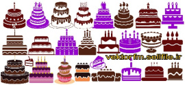 وکتور کیک-لگوی کیک-کیک تولد-کیک عروسی-لگوی قنادی-25 طرح-فایل کورل