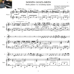 نت آذری آهنگ سنین گزلرین برای پیانو آواز در 4ص فرمت pdf