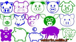 وکتور خوک-سال خوک-لگوی خوک-وکتور حیوانات کارتونی-وکتور خوک کارتونی-وکتور قلک-15 طرح-فایل کورل