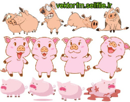 وکتور خوک-سال خوک-لگوی خوک-وکتور حیوانات کارتونی-وکتور خوک کارتونی-12 طرح-فایل کورل
