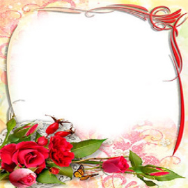 طرح لایه باز قاب عکس و فریم برای فتوشاپ با موضوع گل عاشقی
