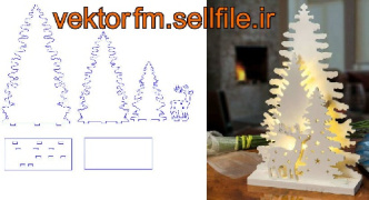 طرح برش لیزری روشنایی طرح درخت کریسمس-تزئینات منزل-فایل کورل