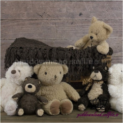 بک دراپ نوزاد تخت خواب و خرس های عروسکی پسرانه- کد 147