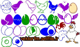 وکتور مرغ-خروس-تخم مرغ-نیمرو-لگوی پروتئینی-بیش از 20 طرح-فایل کورل