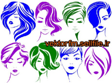وکتور زن-لگوی زن-وکتور آرایشکاه-لگوی آرایشگاه زیبایی-مدل مو-آرایشی زیبایی-8 طرح-فایل کورل