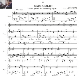 نت آذری ساری گلین  برای پیانو و آواز در3ص فرمت pdf