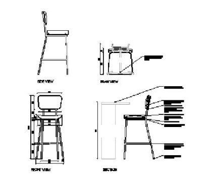 فایل اتوکد آبجکت صندلی پایه بلند