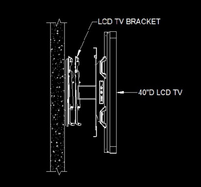 فایل اتوکد آبجکت اتصال تلویزیون LCD به دیوار