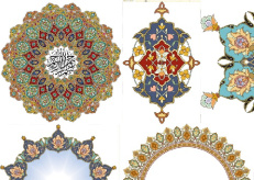 مجموعه وکتور و طرح های تذهیب اسلامی  رنگی دیجیتال