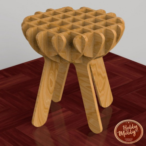 دانلود فایل لیزر برشی و cnc طرح صندلی قارچی به شکل پازلی با فرمت dxf برای دکوراسیون منزل و ... Laser Cut Stool DXF File