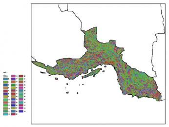 نقشه ظرفیت تبادلی کاتیون خاک در عمق صفر سانتیمتری استان هرمزگان