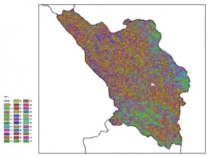 نقشه ظرفیت تبادلی کاتیون خاک در عمق صفر سانتیمتری استان چهارمحال و بختياري