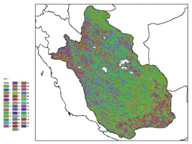 نقشه ظرفیت تبادلی کاتیون خاک در عمق صفر سانتیمتری استان فارس
