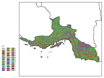 نقشه ظرفیت تبادلی کاتیون خاک در عمق 5 سانتیمتری استان هرمزگان