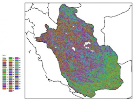 نقشه ظرفیت تبادلی کاتیون خاک در عمق 5 سانتیمتری استان فارس