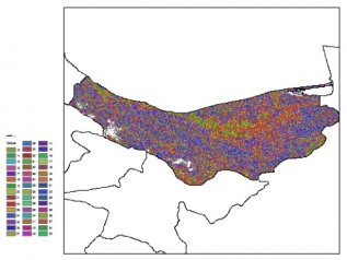 نقشه ظرفیت تبادلی کاتیون خاک در عمق 5 سانتیمتری استان مازندران