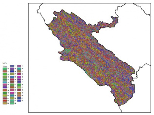 نقشه ظرفیت تبادلی کاتیون خاک در عمق 30 سانتیمتری استان ايلام