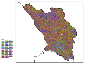 نقشه ظرفیت تبادلی کاتیون خاک در عمق 30 سانتیمتری استان چهارمحال و بختياري