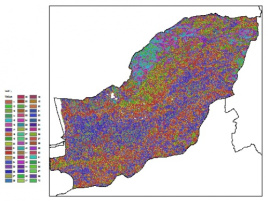 نقشه ظرفیت تبادلی کاتیون خاک در عمق 30 سانتیمتری استان گلستان