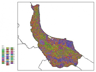 نقشه ظرفیت تبادلی کاتیون خاک در عمق 100 سانتیمتری استان گيلان