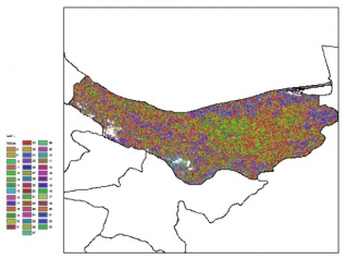 نقشه ظرفیت تبادلی کاتیون خاک در عمق 100 سانتیمتری استان مازندران