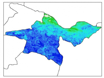 نقشه وزن مخصوص ظاهری خاک در عمق صفر سانتیمتری استان تهران