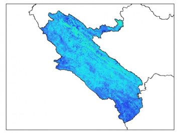 نقشه وزن مخصوص ظاهری خاک در عمق صفر سانتیمتری استان ايلام