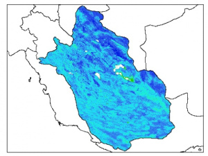 نقشه وزن مخصوص ظاهری خاک در عمق صفر سانتیمتری استان فارس