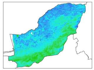 نقشه وزن مخصوص ظاهری خاک در عمق صفر سانتیمتری استان گلستان