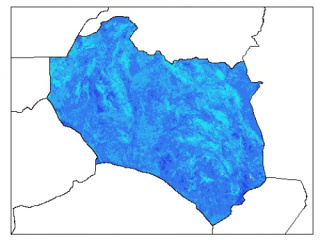 نقشه وزن مخصوص ظاهری خاک در عمق 5 سانتیمتری استان خراسان جنوبي