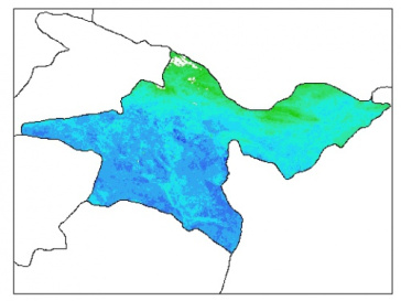 نقشه وزن مخصوص ظاهری خاک در عمق 5 سانتیمتری استان تهران