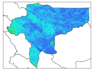 نقشه وزن مخصوص ظاهری خاک در عمق 5 سانتیمتری استان اصفهان