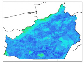 نقشه وزن مخصوص ظاهری خاک در عمق 5 سانتیمتری استان سمنان