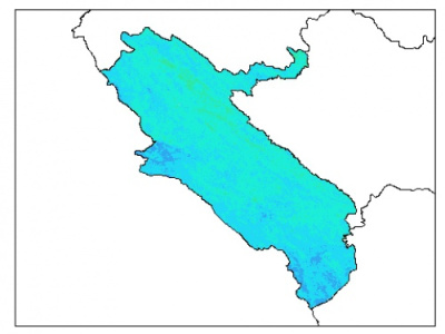 نقشه وزن مخصوص ظاهری خاک در عمق 5 سانتیمتری استان ايلام
