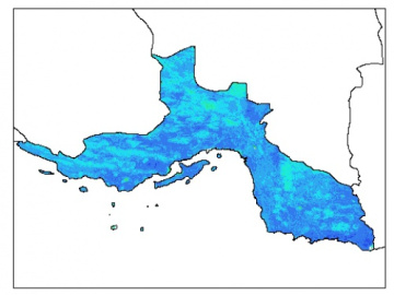 نقشه وزن مخصوص ظاهری خاک در عمق 5 سانتیمتری استان هرمزگان