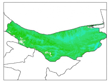 نقشه وزن مخصوص ظاهری خاک در عمق 5 سانتیمتری استان مازندران