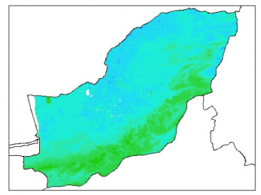 نقشه وزن مخصوص ظاهری خاک در عمق 5 سانتیمتری استان گلستان