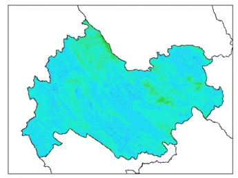 نقشه وزن مخصوص ظاهری خاک در عمق 5 سانتیمتری استان كرمانشاه