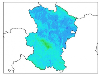 نقشه وزن مخصوص ظاهری خاک در عمق 5 سانتیمتری استان همدان