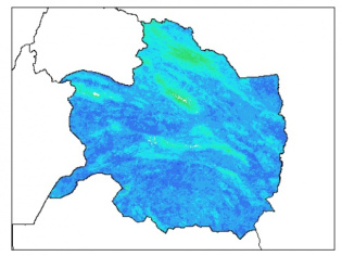 نقشه وزن مخصوص ظاهری خاک در عمق 5 سانتیمتری استان خراسان رضوي