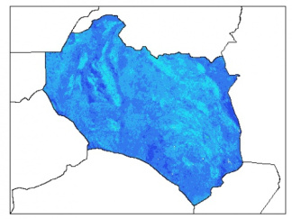 نقشه وزن مخصوص ظاهری خاک در عمق 15 سانتیمتری استان خراسان جنوبي